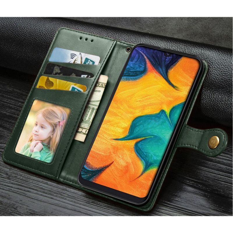 Etui Folio Samsung Galaxy A30 Czerwony Czarny Biznesowy Styl Skóry