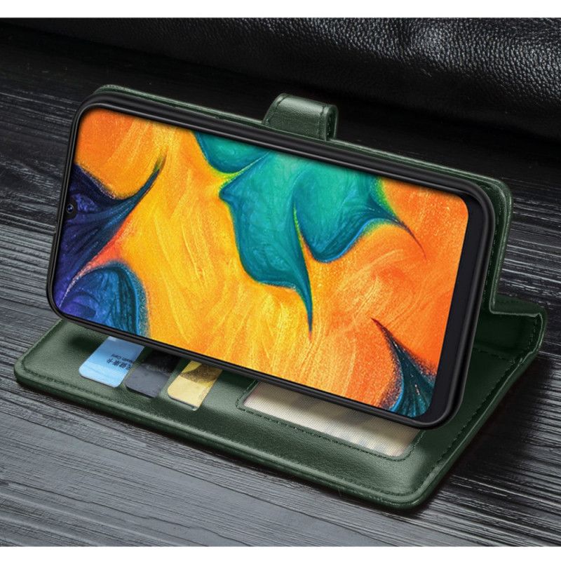 Etui Folio Samsung Galaxy A30 Czerwony Czarny Biznesowy Styl Skóry