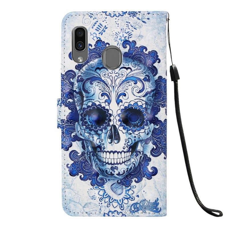 Etui Folio Samsung Galaxy A30 Niebieska Czaszka Etui Ochronne