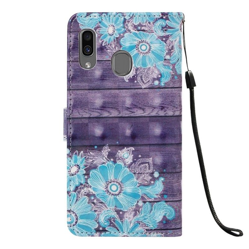 Etui Folio Samsung Galaxy A30 Niebieskie Kwiaty