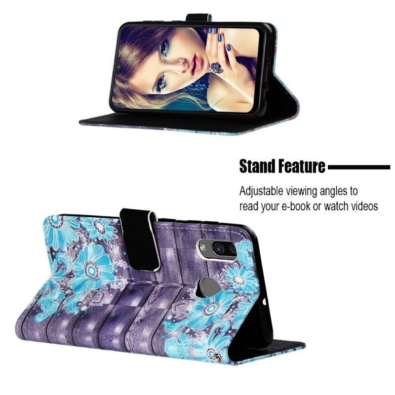 Etui Folio Samsung Galaxy A30 Niebieskie Kwiaty