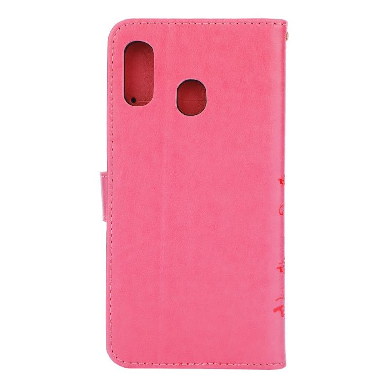 Etui Folio Samsung Galaxy A30 Szary Czarny Motyle I Kwiaty Etui Ochronne