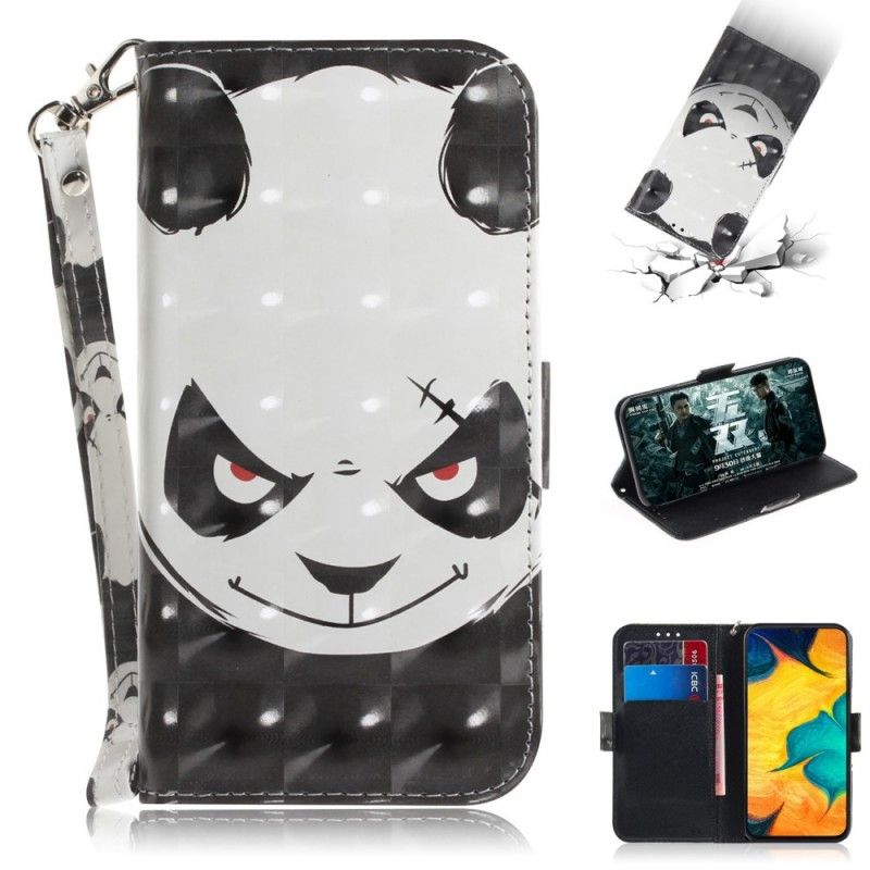 Etui Folio Samsung Galaxy A30 Wściekła Panda Ze Stringami