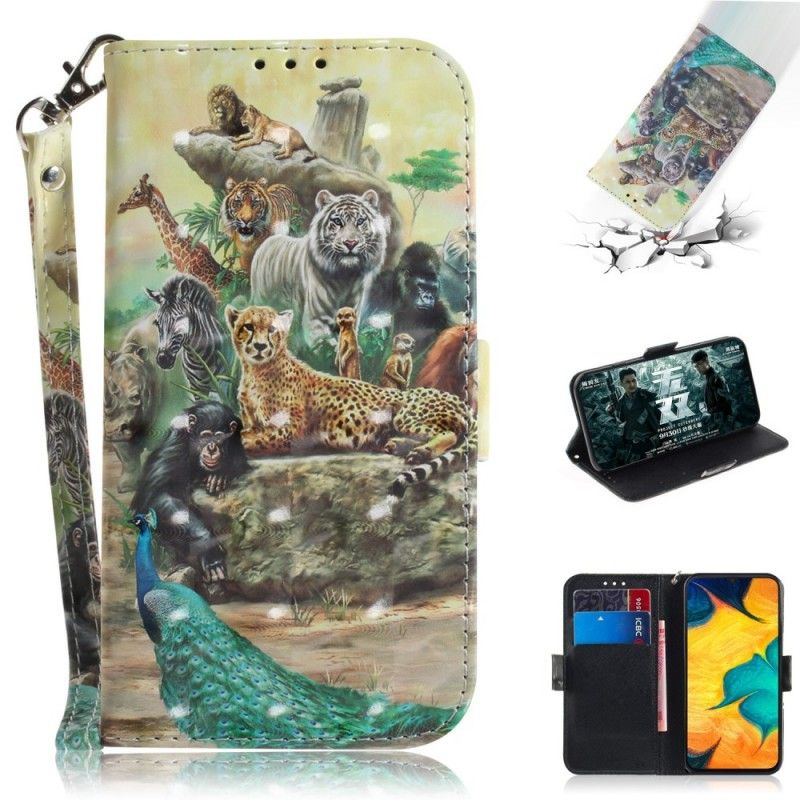 Etui Folio Samsung Galaxy A30 Zwierzęta Safari W Stringach