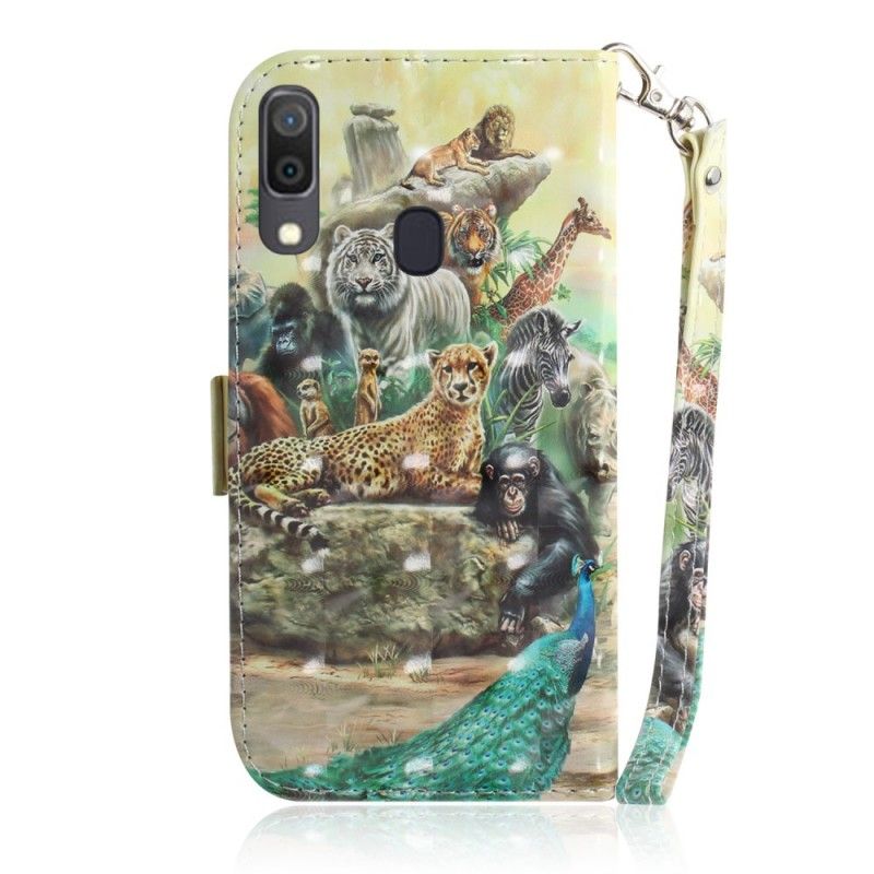 Etui Folio Samsung Galaxy A30 Zwierzęta Safari W Stringach