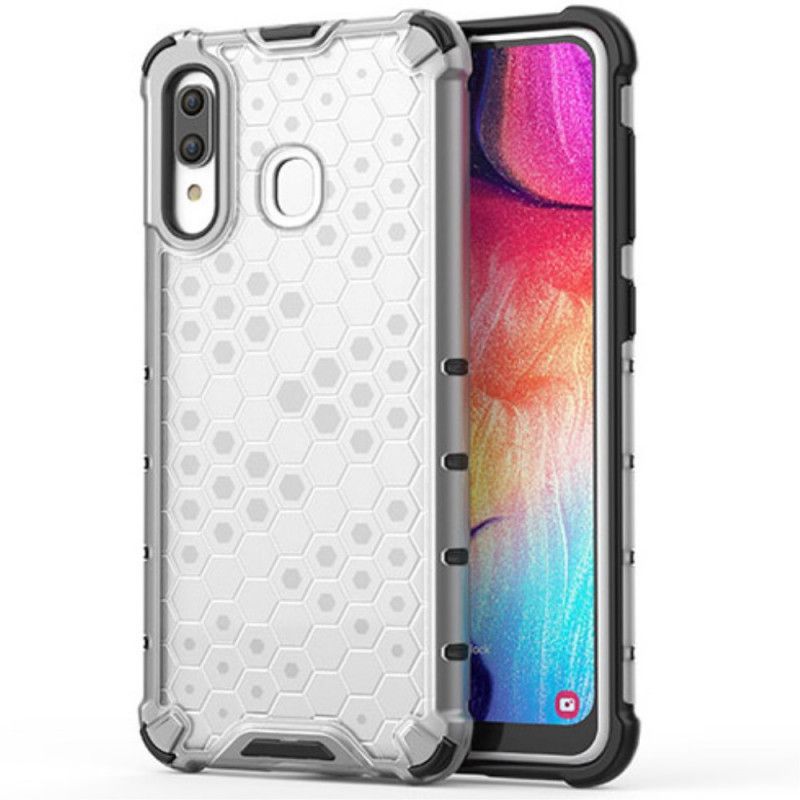 Etui Samsung Galaxy A30 Biały Czarny Styl Plastra Miodu