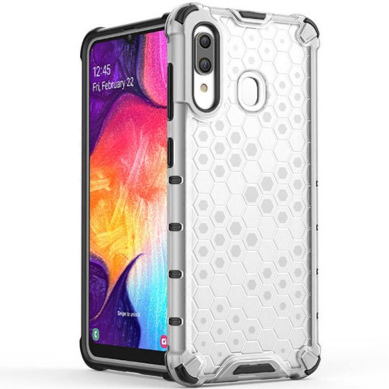 Etui Samsung Galaxy A30 Biały Czarny Styl Plastra Miodu