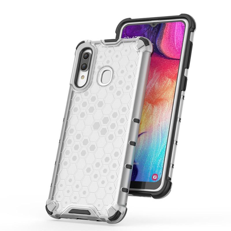 Etui Samsung Galaxy A30 Biały Czarny Styl Plastra Miodu