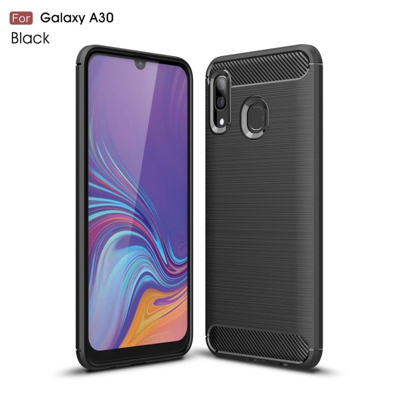 Etui Samsung Galaxy A30 Czerwony Czarny Szczotkowane Włókno Węglowe Etui Ochronne