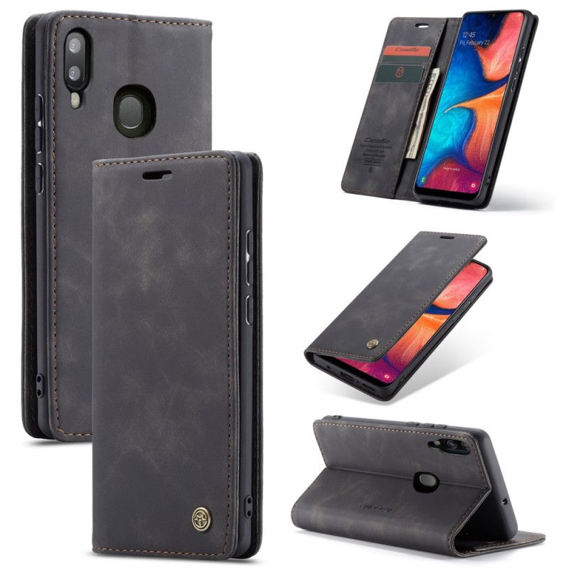 Flip Kotelot Samsung Galaxy A30 Czerwony Czarny Etui Z Imitacji Skóry