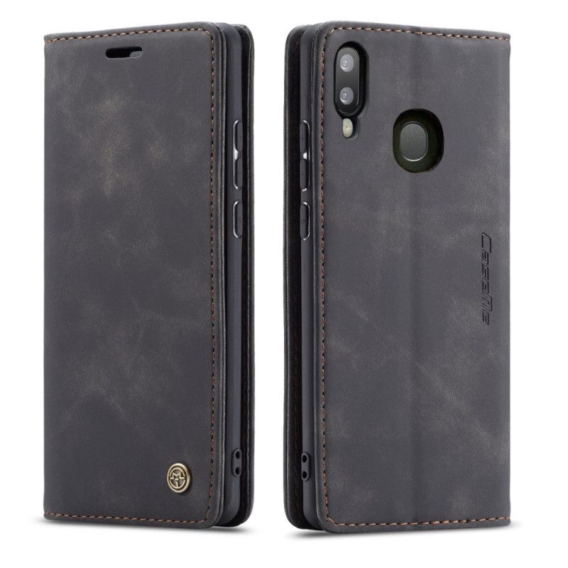 Flip Kotelot Samsung Galaxy A30 Czerwony Czarny Etui Z Imitacji Skóry