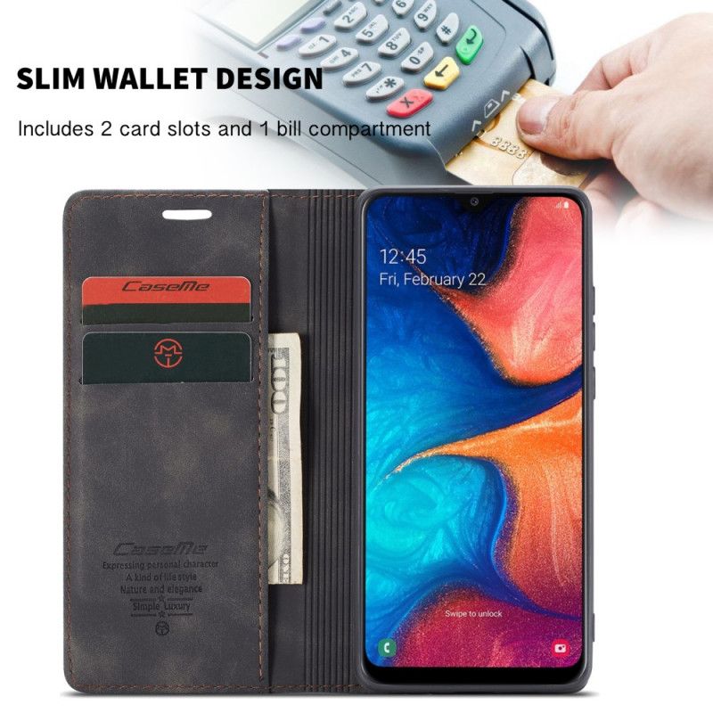 Flip Kotelot Samsung Galaxy A30 Czerwony Czarny Etui Z Imitacji Skóry