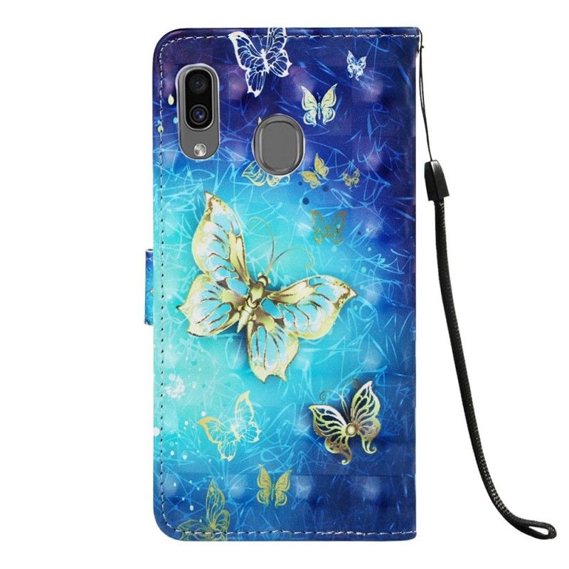 Obudowa Samsung Galaxy A30 Etui na Telefon Złote Motyle Stringi