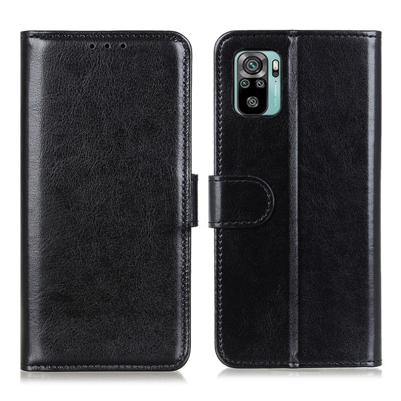 Etui Folio Xiaomi Redmi Note 10 / Note 10S Biały Czarny Finezyjna Imitacja Skóry Etui Ochronne