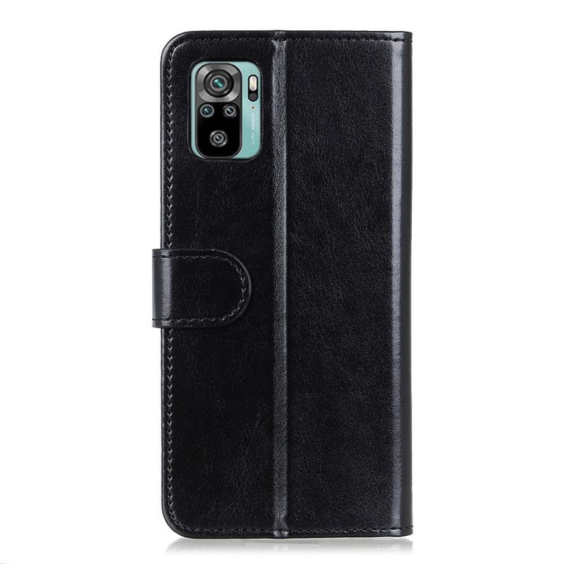 Etui Folio Xiaomi Redmi Note 10 / Note 10S Biały Czarny Finezyjna Imitacja Skóry Etui Ochronne