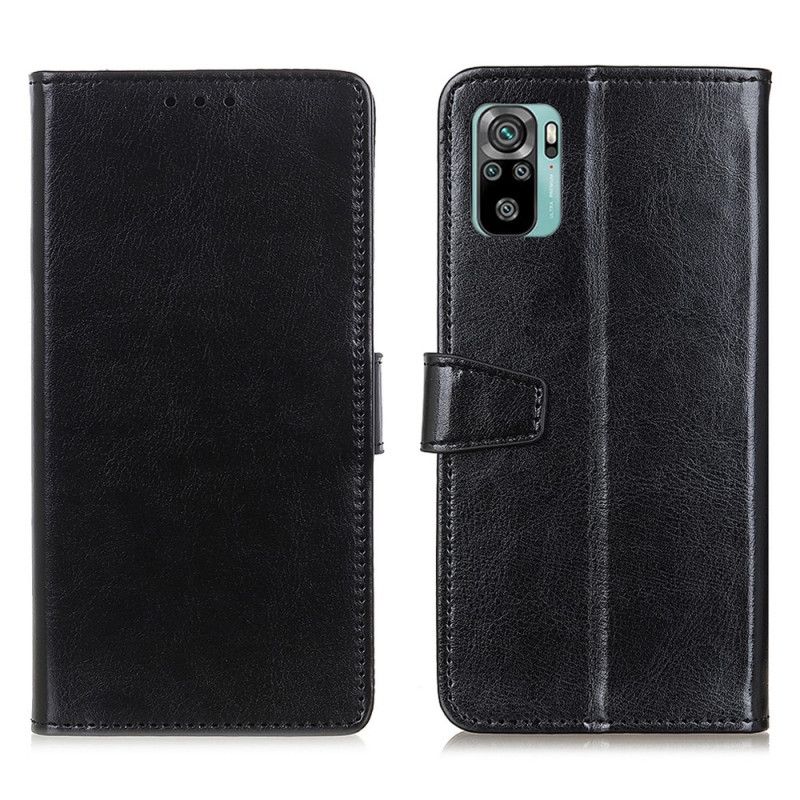 Etui Folio Xiaomi Redmi Note 10 / Note 10S Biały Czarny Prosty Efekt Błyszczącej Skóry Etui Ochronne