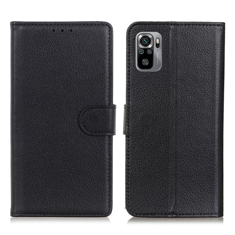 Etui Folio Xiaomi Redmi Note 10 / Note 10S Czerwony Czarny Efekt Skóry Lychee Premium