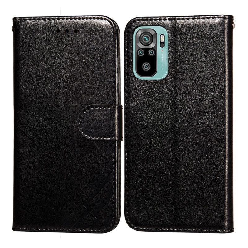 Etui Folio Xiaomi Redmi Note 10 / Note 10S Czerwony Czarny Styl Błyszczącej Skóry Etui Ochronne