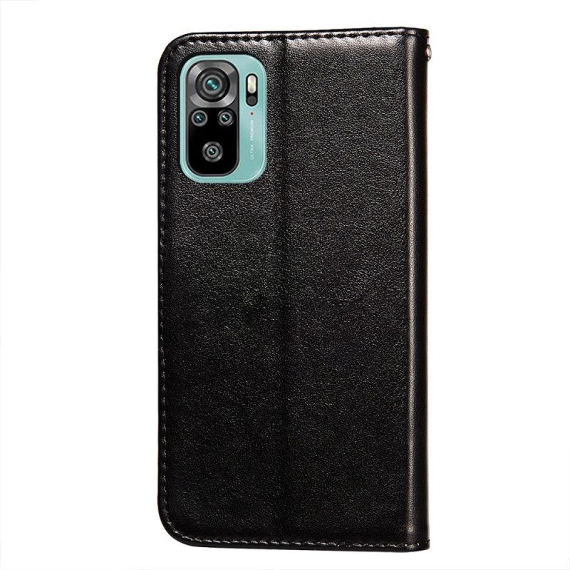 Etui Folio Xiaomi Redmi Note 10 / Note 10S Czerwony Czarny Styl Błyszczącej Skóry Etui Ochronne