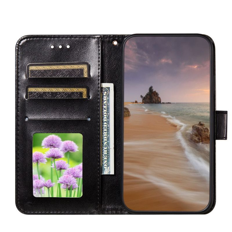 Etui Folio Xiaomi Redmi Note 10 / Note 10S Czerwony Czarny Styl Błyszczącej Skóry Etui Ochronne