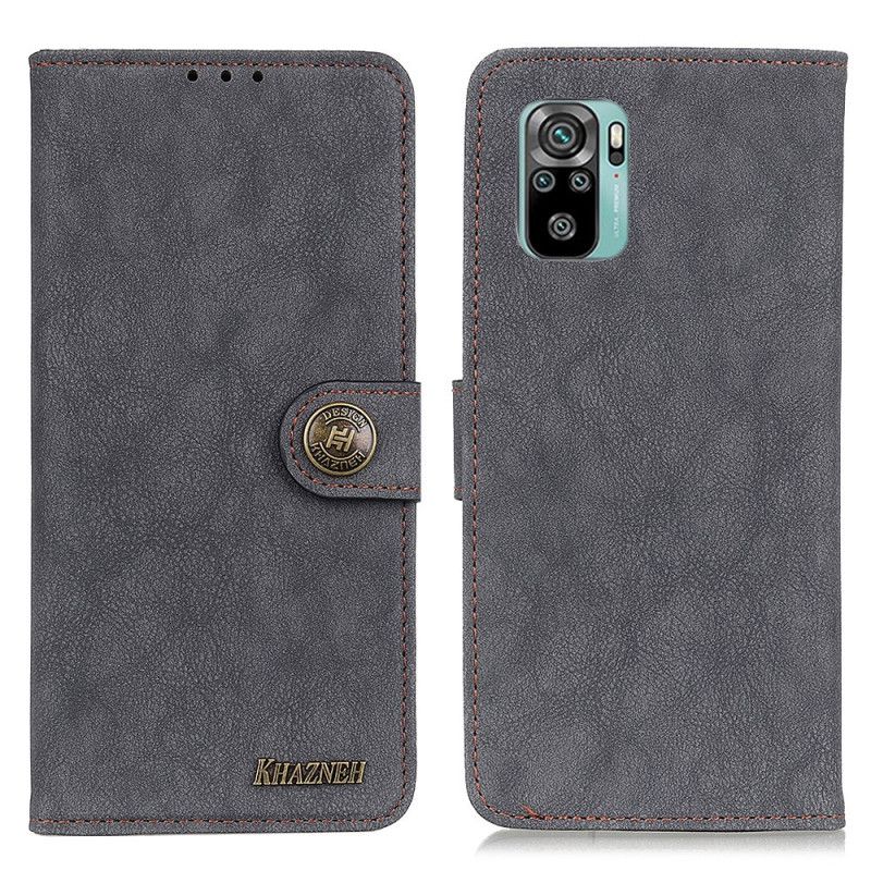 Etui Folio Xiaomi Redmi Note 10 / Note 10S Granatowy Czarny Dwoina Khazneh Retro Etui Ochronne