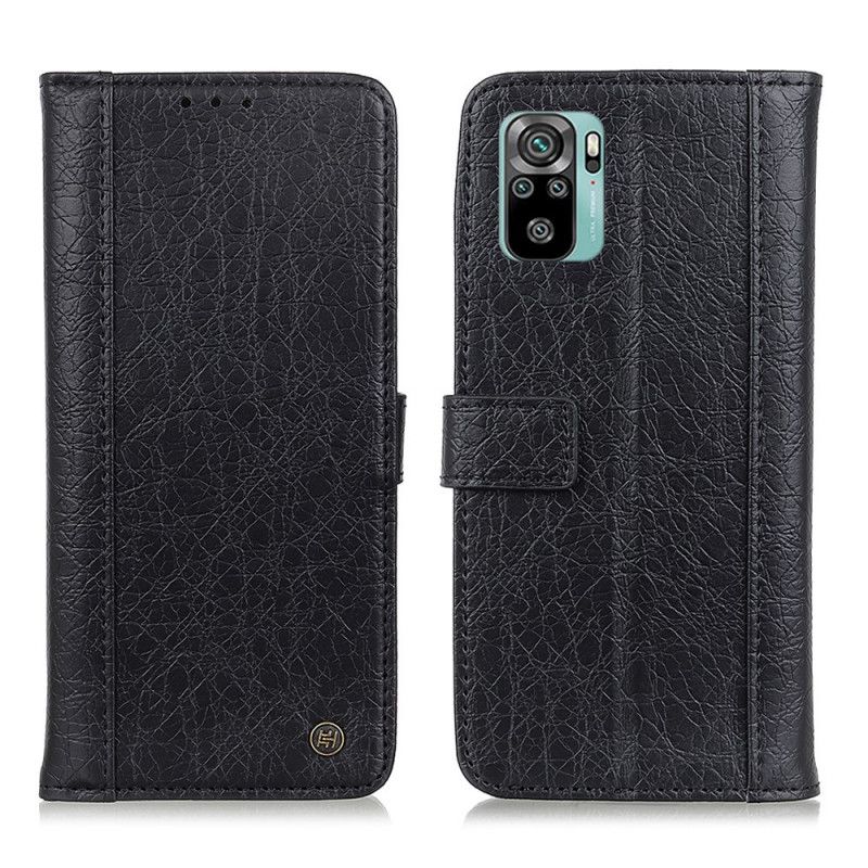 Etui Folio Xiaomi Redmi Note 10 / Note 10S Szary Czarny Dwoina Skórzana Typu Crackle