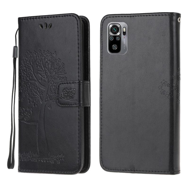 Etui Folio Xiaomi Redmi Note 10 / Note 10S Szary Czarny Sowy Drzewne I Stringi