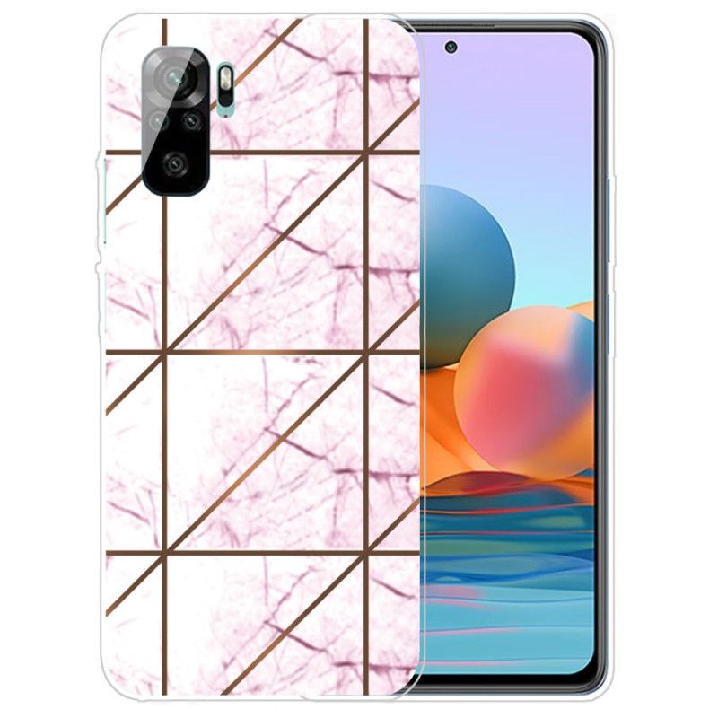 Etui Xiaomi Redmi Note 10 / Note 10S Biały Czarny Marmur O Intensywnej Geometrii Etui Ochronne