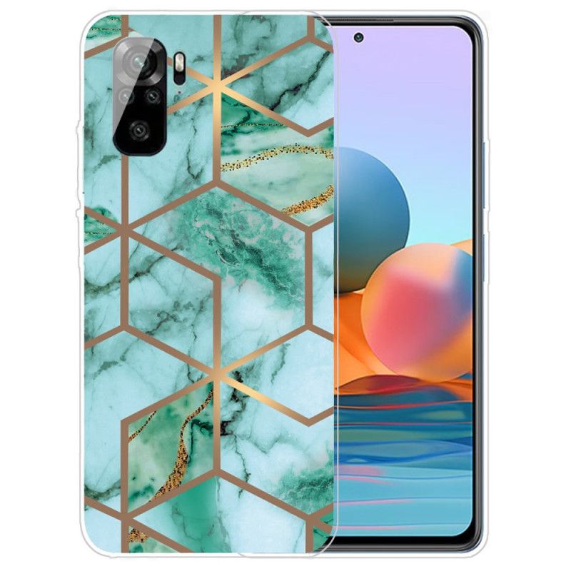 Etui Xiaomi Redmi Note 10 / Note 10S Biały Czarny Marmur O Intensywnej Geometrii Etui Ochronne