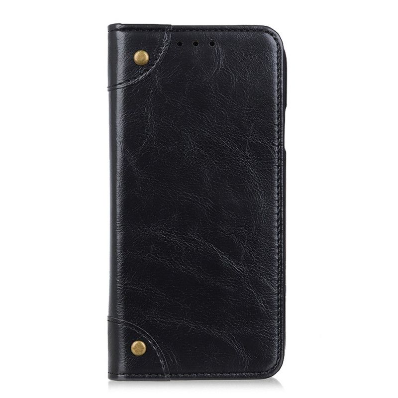 Flip Kotelot Xiaomi Redmi Note 10 / Note 10S Granatowy Czarny Nity Z Dwoiny W Stylu Vintage