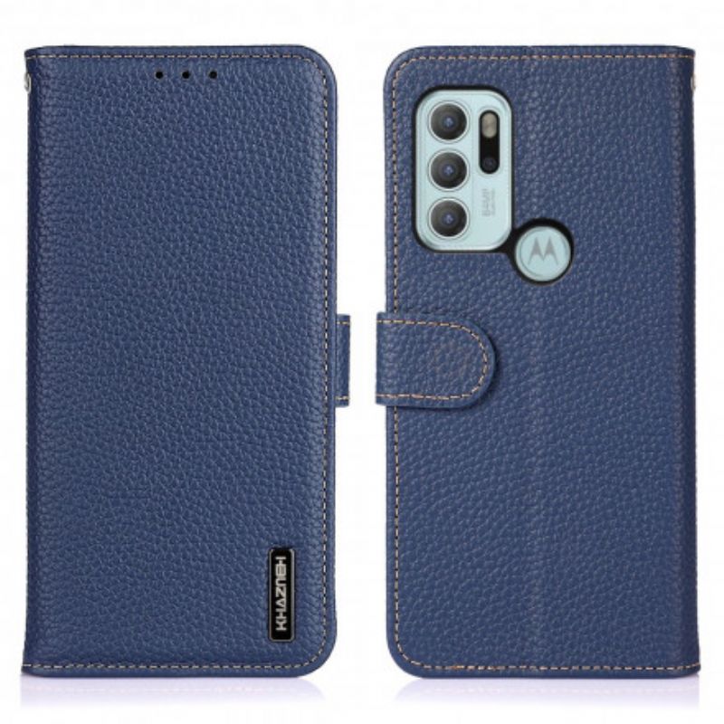 Etui Folio Do Moto G60s Lychee Leather Khazneh