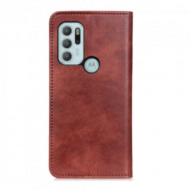 Flip Kotelot Moto G60s Elegance Split Liczi Skóra