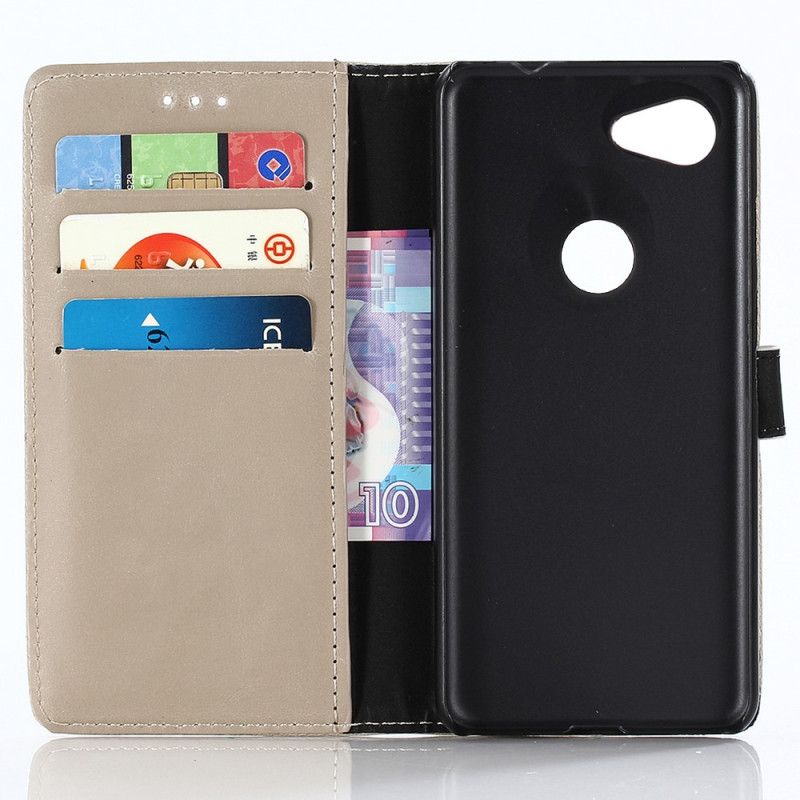 Etui Folio Google Pixel 3A Czarny Efekt Skóry Matowej Retro Etui Ochronne