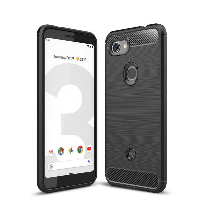 Etui Google Pixel 3A Czerwony Czarny Szczotkowane Włókno Węglowe Etui Ochronne