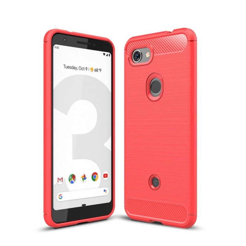 Etui Google Pixel 3A Czerwony Czarny Szczotkowane Włókno Węglowe Etui Ochronne