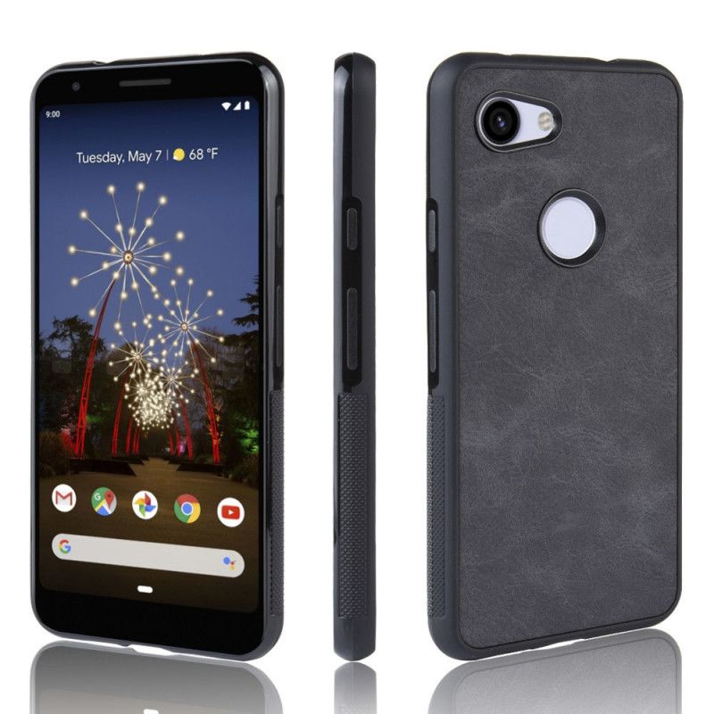 Etui Google Pixel 3A Granatowy Czarny Efekt Skóry Premium