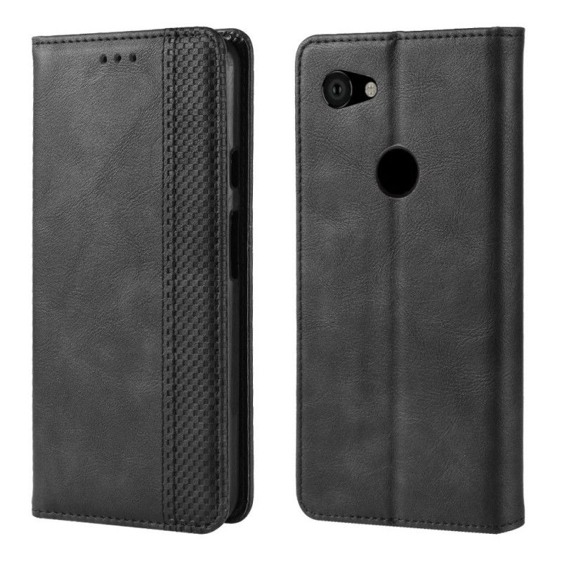 Flip Kotelot Google Pixel 3A Czerwony Czarny Stylizowany Efekt Skóry W Stylu Vintage Etui Ochronne