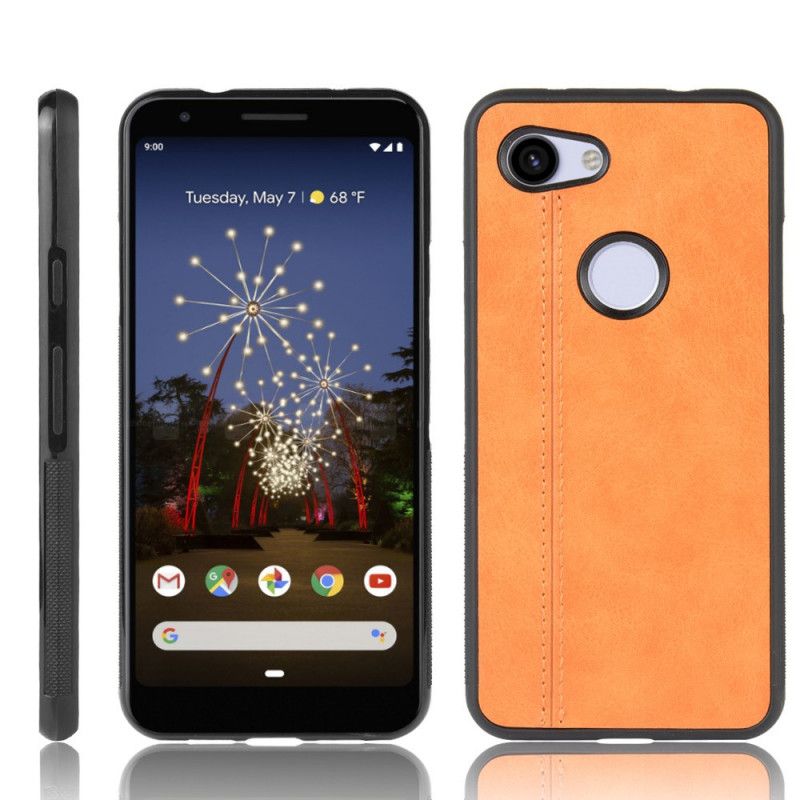 Futerały Google Pixel 3A Czerwony Czarny Szwy W Stylu Skóry