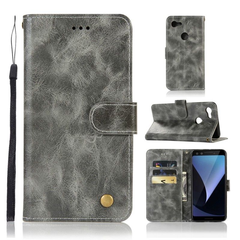 Etui Folio Google Pixel 3 Ciemnoczerwony Efekt Skóry W Stylu Vintage Z Paskiem Etui Ochronne