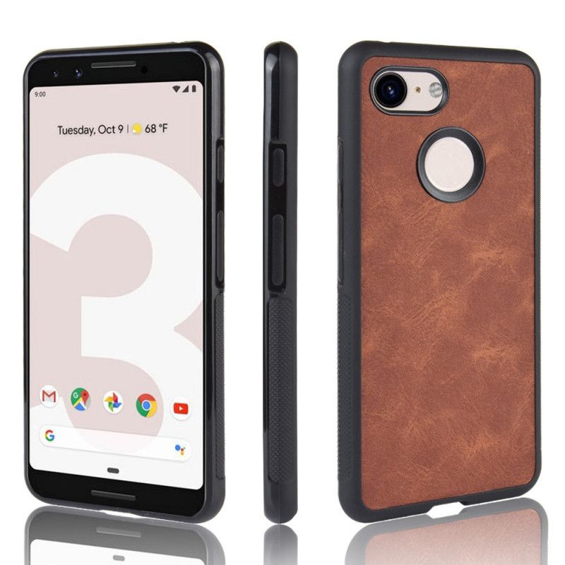 Etui Google Pixel 3 Brązowy Ciemnoniebieski Luksusowy Styl Skóry Etui Ochronne