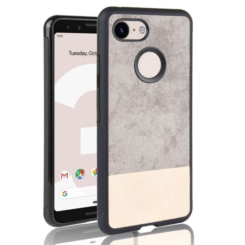 Etui Google Pixel 3 Szary Czarny Dwukolorowa Imitacja Skóry Etui Ochronne