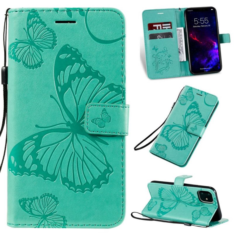 Etui Folio iPhone 11 Cyjan Czerwony Gigantyczne Motyle Stringi Etui Ochronne