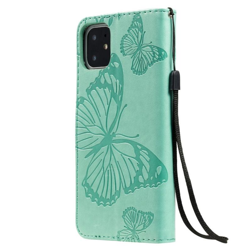 Etui Folio iPhone 11 Cyjan Czerwony Gigantyczne Motyle Stringi Etui Ochronne