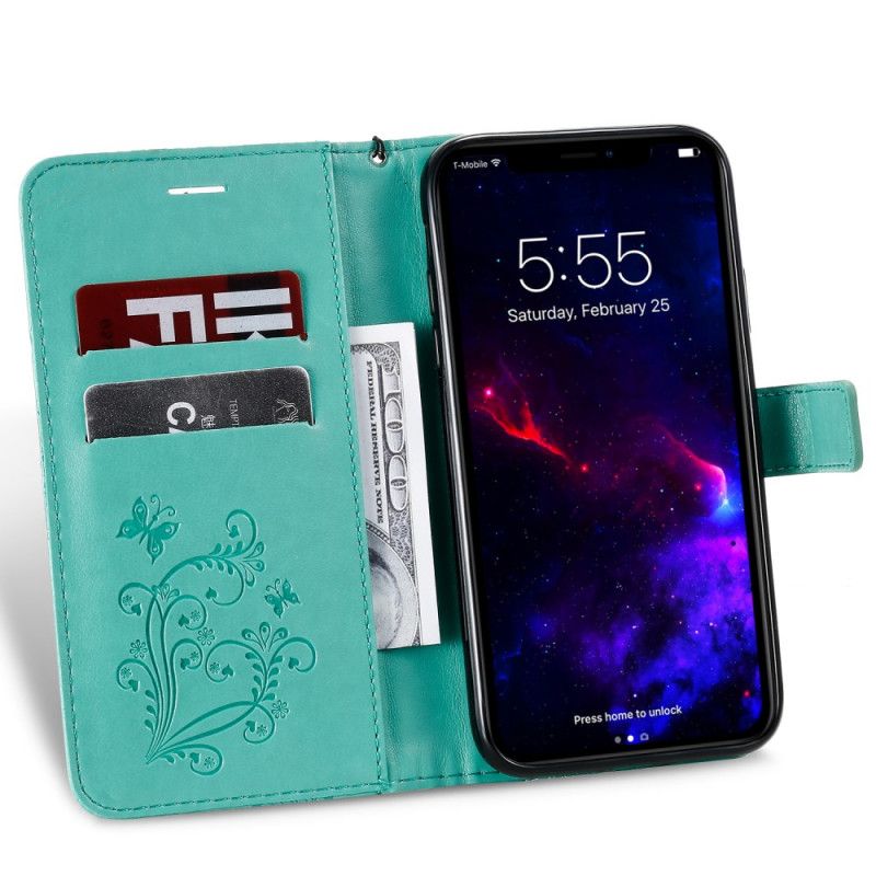 Etui Folio iPhone 11 Cyjan Czerwony Gigantyczne Motyle Stringi Etui Ochronne