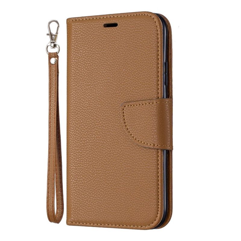 Etui Folio iPhone 11 Czarny Kolorowa Skóra Lychee Ze Stringami