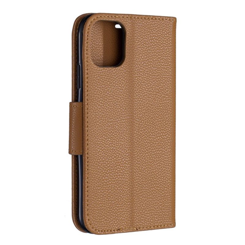 Etui Folio iPhone 11 Czarny Kolorowa Skóra Lychee Ze Stringami