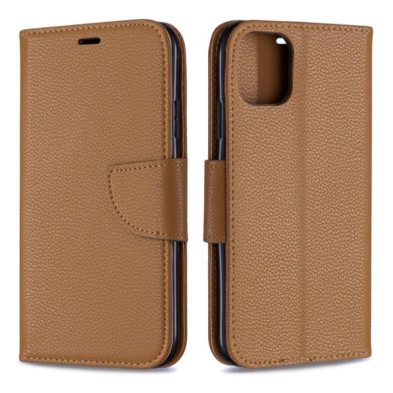 Etui Folio iPhone 11 Czarny Kolorowa Skóra Lychee Ze Stringami