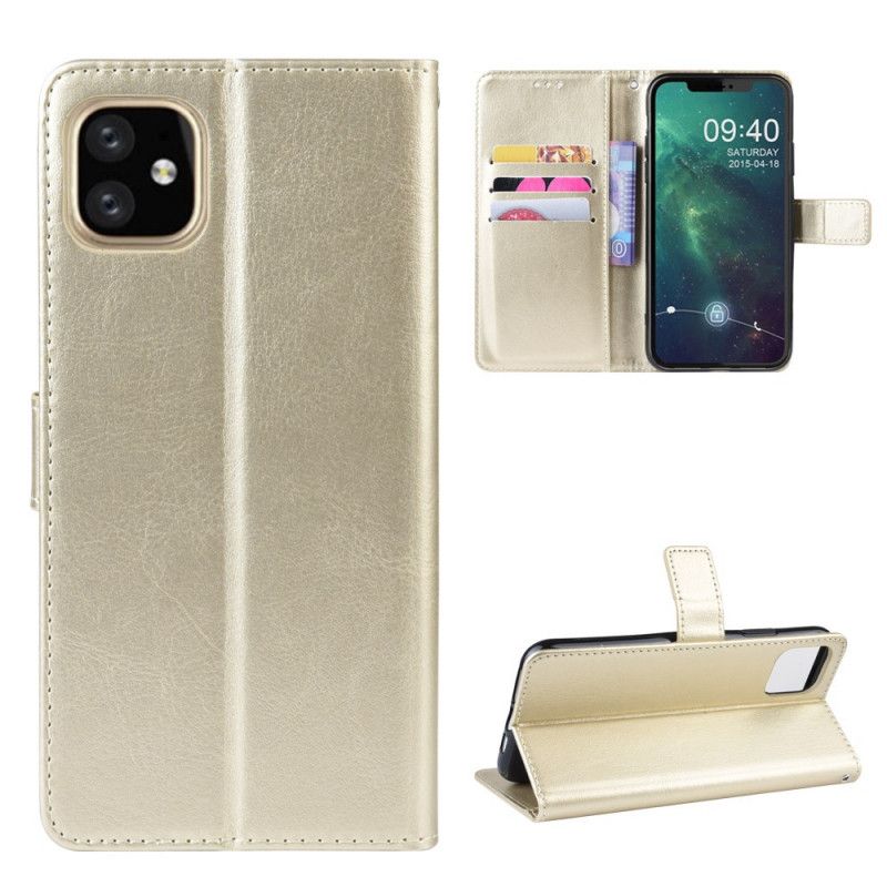 Etui Folio iPhone 11 Czerwony Czarny Efekt Kolorowej Skóry Z Paskiem Etui Ochronne