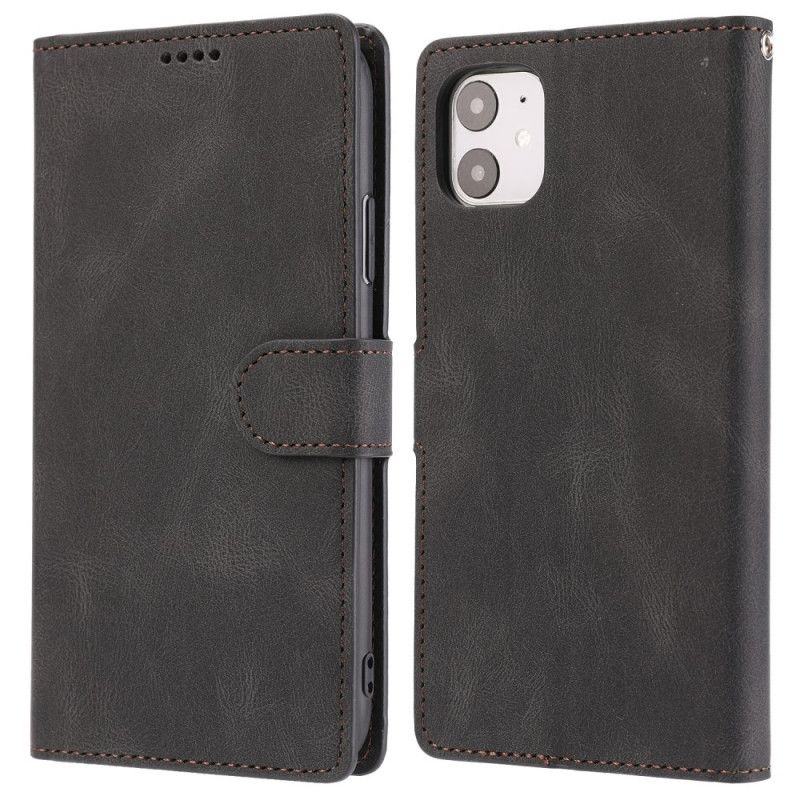 Etui Folio iPhone 11 Czerwony Czarny Klasyczny Styl Retro Ze Skóry Etui Ochronne