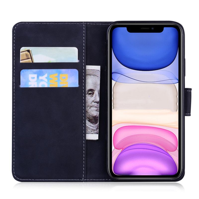 Etui Folio iPhone 11 Czerwony Czarny Nowe Kolory Imitacja Skóry Etui Ochronne